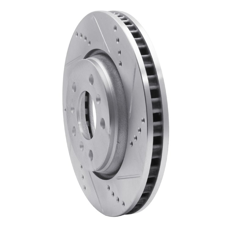 E-Line Drilled & Slotted Silver Brake Rotor, 2004-2009 GM, Position: Front Right