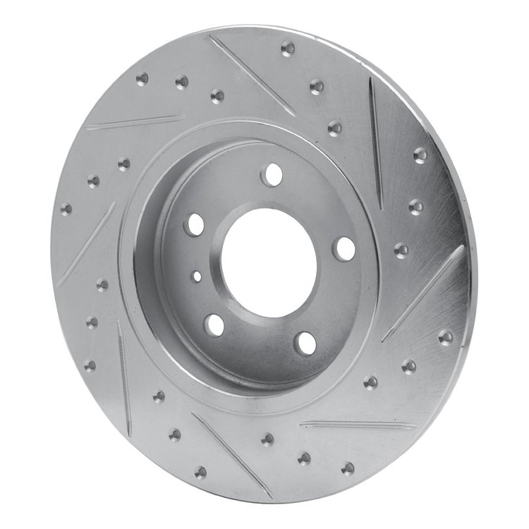 E-Line Drilled & Slotted Silver Brake Rotor, 2005-2005 GM, Position: Rear Left