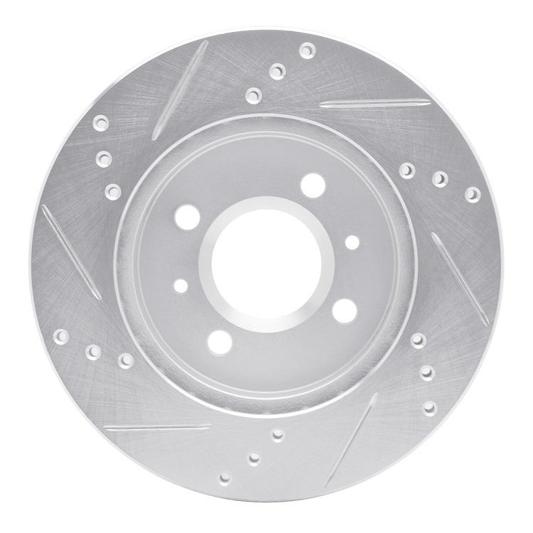 E-Line Drilled & Slotted Silver Brake Rotor, 1991-2002 GM, Position: Front Right