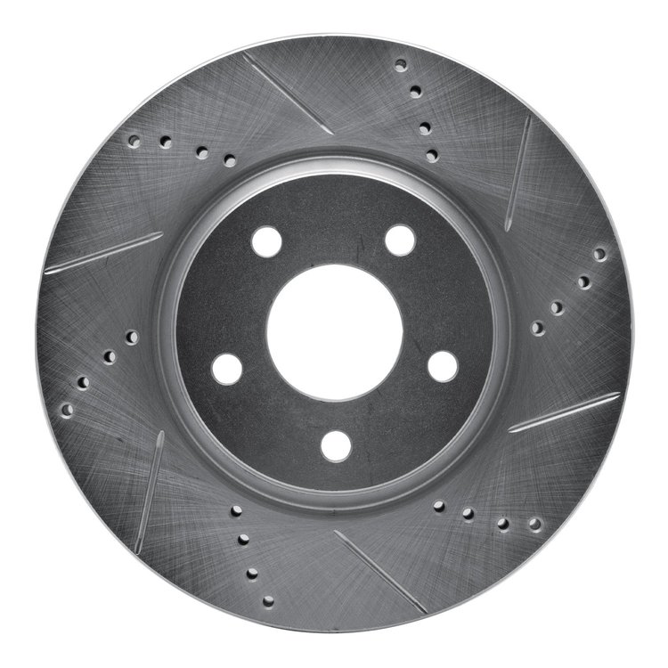 E-Line Drilled & Slotted Silver Brake Rotor, 2004-2012 GM, Position: Front Right