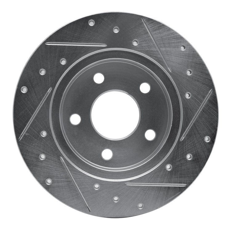 E-Line Drilled & Slotted Silver Brake Rotor, 2004-2012 GM, Position: Rear Left