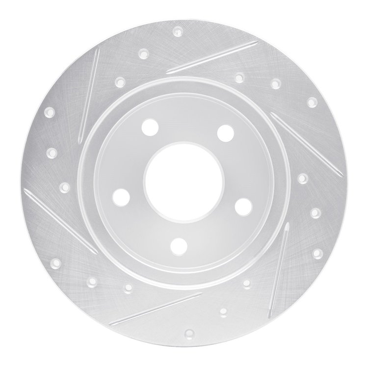 E-Line Drilled & Slotted Silver Brake Rotor, 2004-2012 GM, Position: Rear Right
