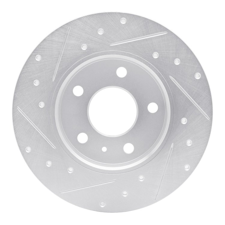 E-Line Drilled & Slotted Silver Brake Rotor, 2002-2008 GM, Position: Rear Right
