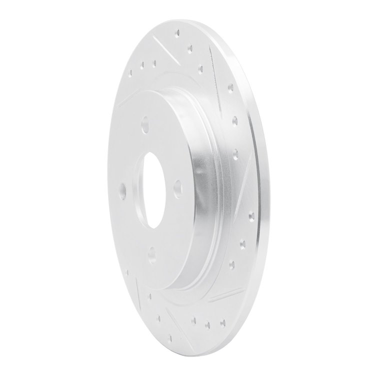 E-Line Drilled & Slotted Silver Brake Rotor, 2002-2004 Ford/Lincoln/Mercury/Mazda, Position: Rear Right