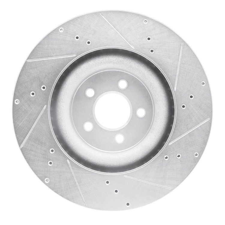 E-Line Drilled & Slotted Silver Brake Rotor, Fits Select Ford/Lincoln/Mercury/Mazda, Position: Front Left