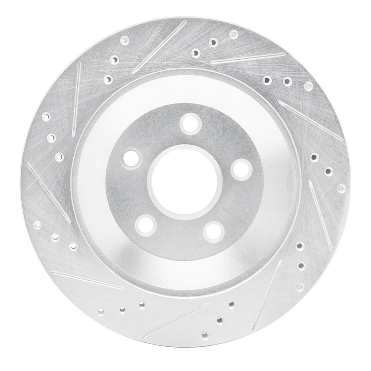 E-Line Drilled & Slotted Silver Brake Rotor, 2004-2007 Ford/Lincoln/Mercury/Mazda, Position: Rear Right
