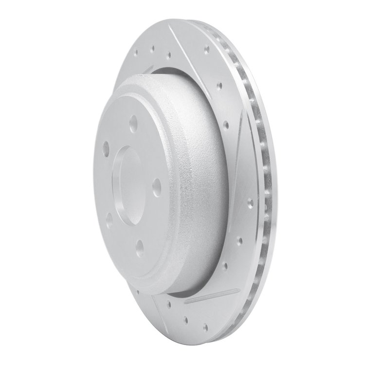 E-Line Drilled & Slotted Silver Brake Rotor, 2010-2011 Ford/Lincoln/Mercury/Mazda, Position: Rear Right