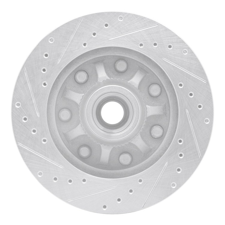 E-Line Drilled & Slotted Silver Brake Rotor, 1997-2004 Ford/Lincoln/Mercury/Mazda, Position: Front Right
