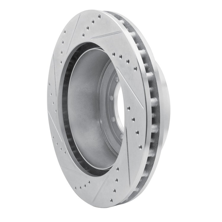 E-Line Drilled & Slotted Silver Brake Rotor, 1988-2019 Ford/Lincoln/Mercury/Mazda, Position: Front & Rear Right