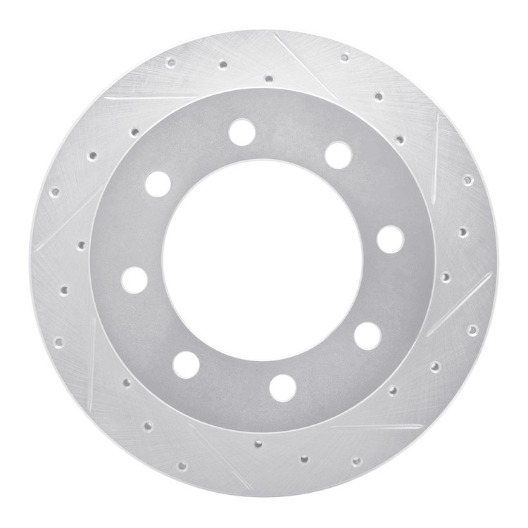 E-Line Drilled & Slotted Silver Brake Rotor, 1999-2007 Ford/Lincoln/Mercury/Mazda, Position: Rear Right