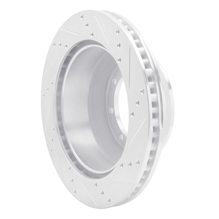 E-Line Drilled & Slotted Silver Brake Rotor, 1999-2007 Ford/Lincoln/Mercury/Mazda, Position: Rear Left