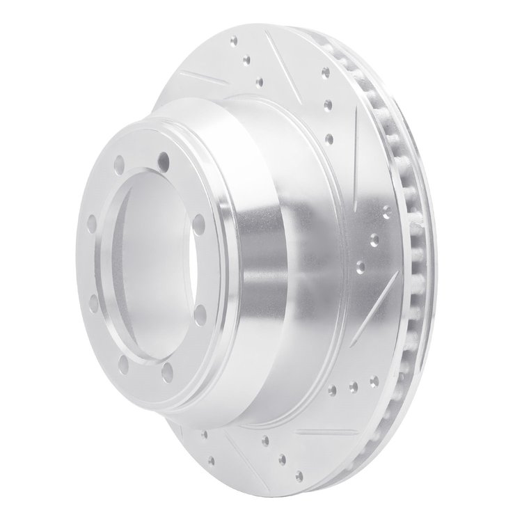 E-Line Drilled & Slotted Silver Brake Rotor, 1999-2007 Ford/Lincoln/Mercury/Mazda, Position: Rear Right