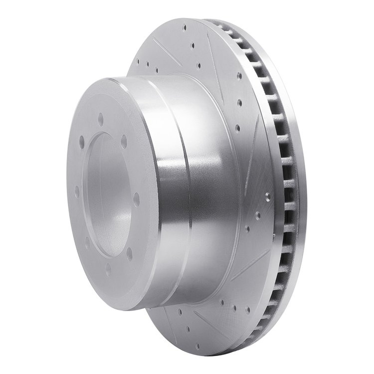E-Line Drilled & Slotted Silver Brake Rotor, Fits Select Ford/Lincoln/Mercury/Mazda, Position: Rear Right