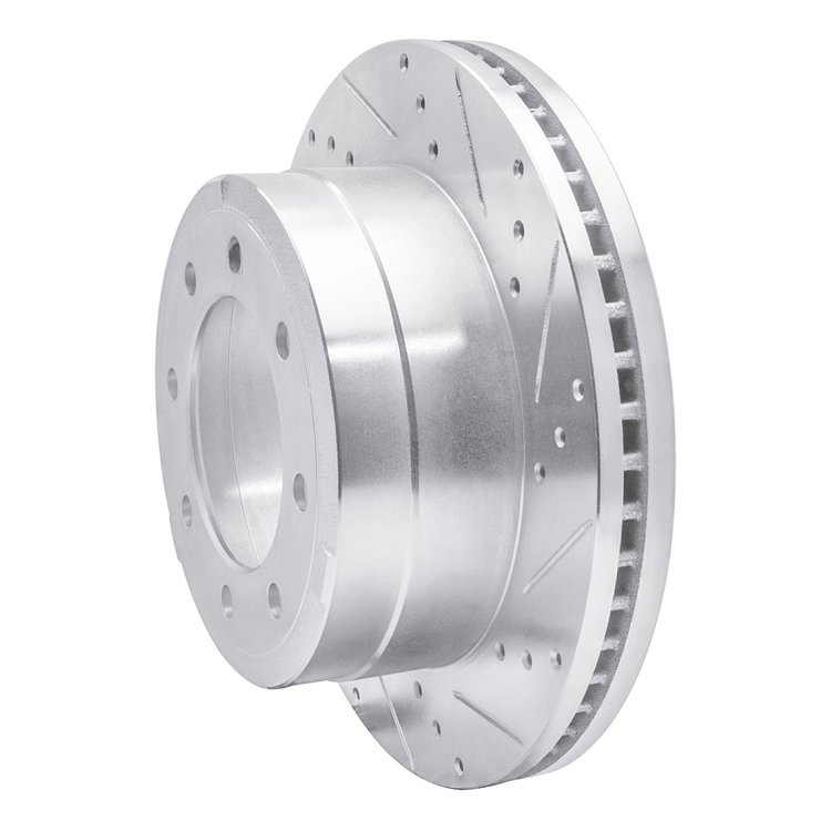 E-Line Drilled & Slotted Silver Brake Rotor, Fits Select Ford/Lincoln/Mercury/Mazda, Position: Rear Right