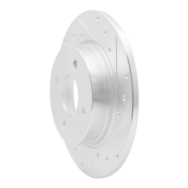 E-Line Drilled & Slotted Silver Brake Rotor, Fits Select Ford/Lincoln/Mercury/Mazda, Position: Rear Right