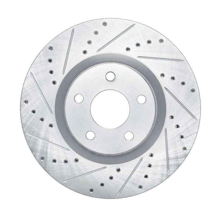 E-Line Drilled & Slotted Silver Brake Rotor, Fits Select Ford/Lincoln/Mercury/Mazda, Position: Front Left