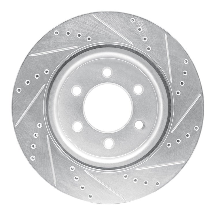 E-Line Drilled & Slotted Silver Brake Rotor, Fits Select Ford/Lincoln/Mercury/Mazda, Position: Front Left
