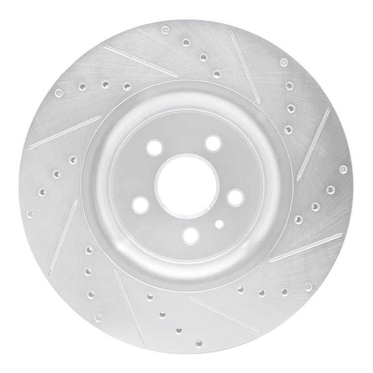 E-Line Drilled & Slotted Silver Brake Rotor, Fits Select Ford/Lincoln/Mercury/Mazda, Position: Front Left