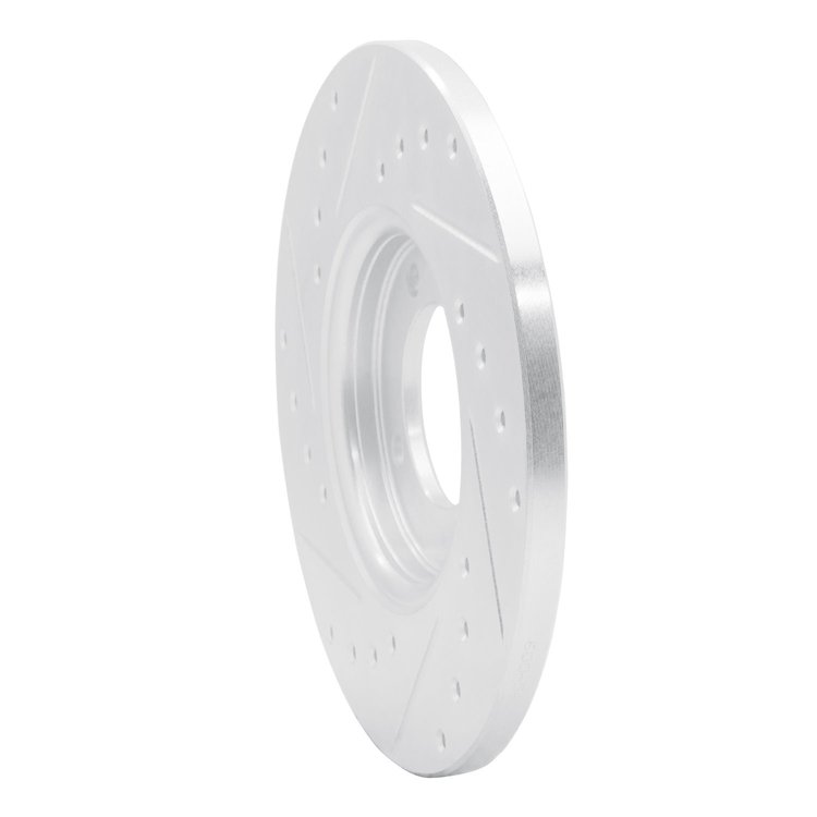 E-Line Drilled & Slotted Silver Brake Rotor, 1963-1986 Fits Multiple Makes/Models, Position: Front Right