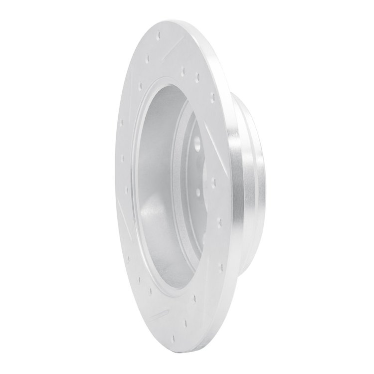 E-Line Drilled & Slotted Silver Brake Rotor, 1987-1990 Acura/Honda, Position: Rear Right