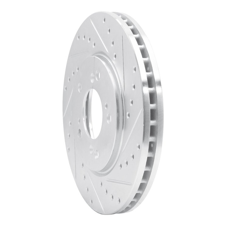 E-Line Drilled & Slotted Silver Brake Rotor, 1991-1996 Acura/Honda, Position: Front Right