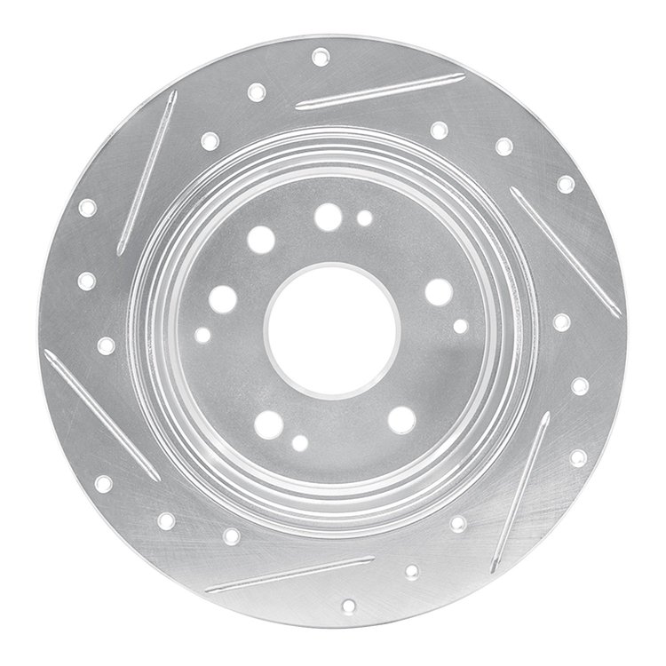 E-Line Drilled & Slotted Silver Brake Rotor, 1999-2003 Acura/Honda, Position: Rear Right