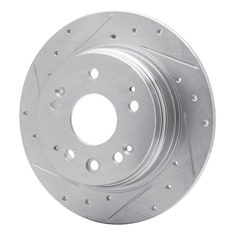 E-Line Drilled & Slotted Silver Brake Rotor, 2001-2003 Acura/Honda, Position: Rear Left