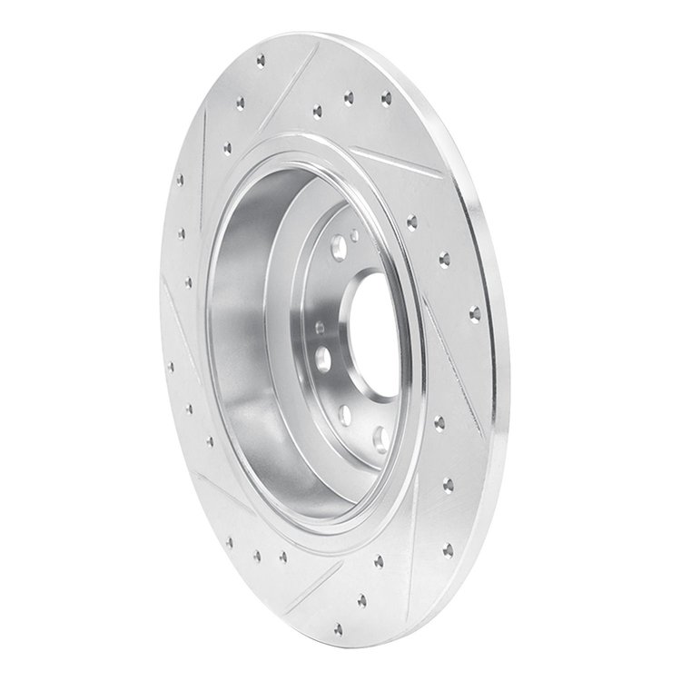 E-Line Drilled & Slotted Silver Brake Rotor, 2009-2014 Acura/Honda, Position: Rear Right