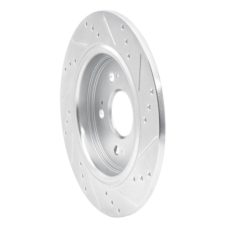 E-Line Drilled & Slotted Silver Brake Rotor, 2014-2020 Acura/Honda, Position: Rear Left
