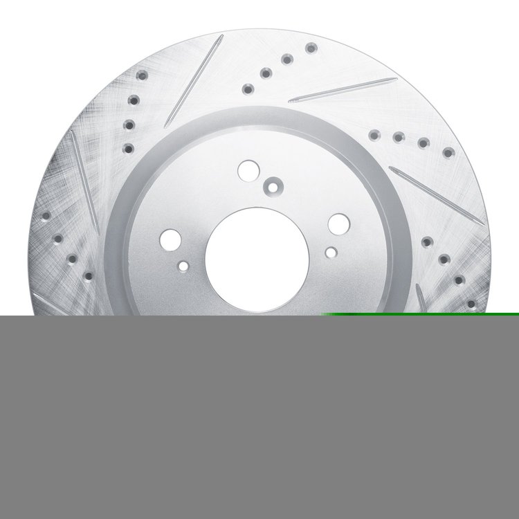 E-Line Drilled & Slotted Silver Brake Rotor, Fits Select Acura/Honda, Position: Front Left