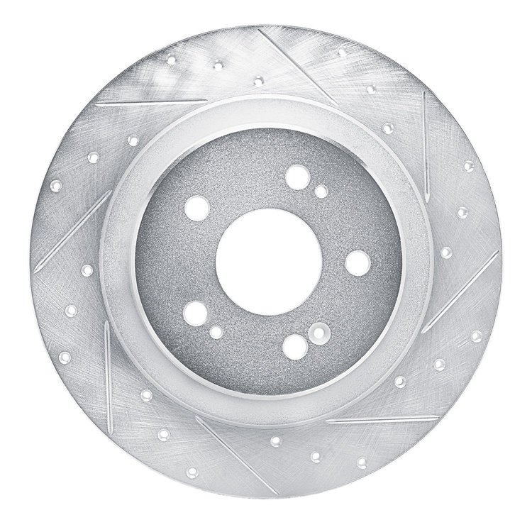 E-Line Drilled & Slotted Silver Brake Rotor, Fits Select Acura/Honda, Position: Rear Right