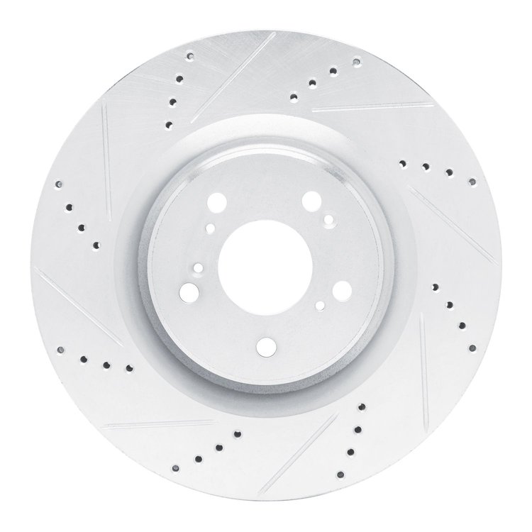 E-Line Drilled & Slotted Silver Brake Rotor, Fits Select Acura/Honda, Position: Front Left