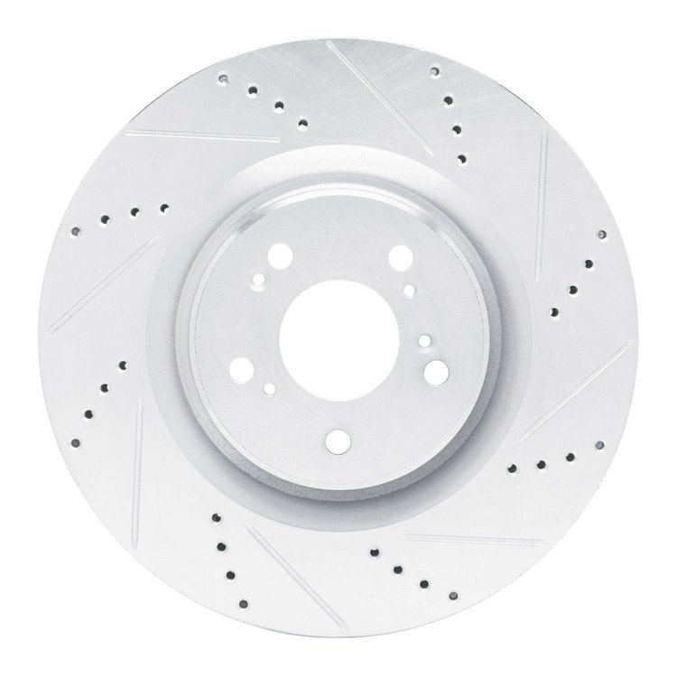 E-Line Drilled & Slotted Silver Brake Rotor, Fits Select Acura/Honda, Position: Front Right