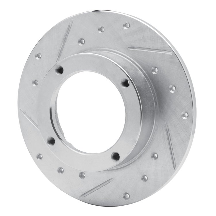 E-Line Drilled & Slotted Silver Brake Rotor, 1973-1979 Acura/Honda, Position: Front Left