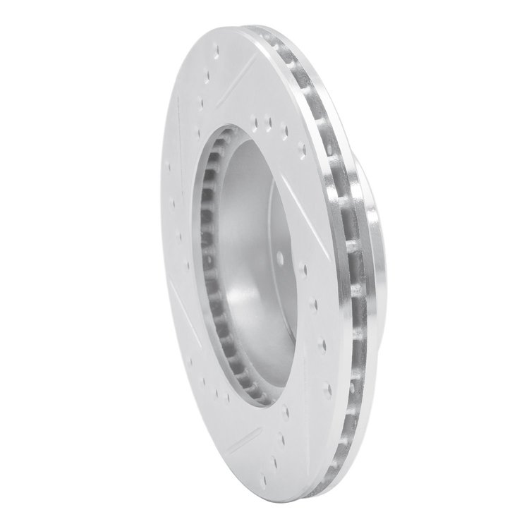E-Line Drilled & Slotted Silver Brake Rotor, 1984-1990 Acura/Honda, Position: Front Right