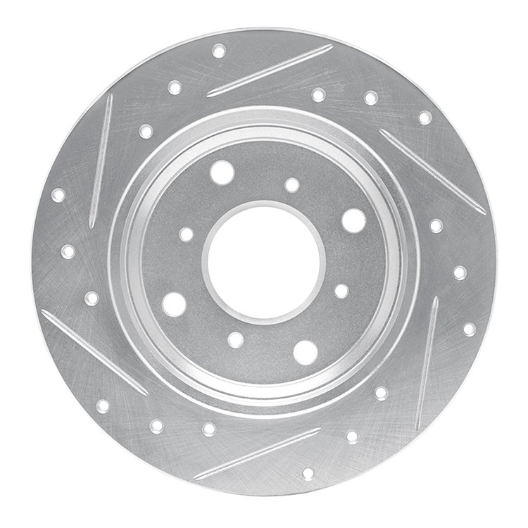 E-Line Drilled & Slotted Silver Brake Rotor, 1986-1996 Acura/Honda, Position: Rear Right