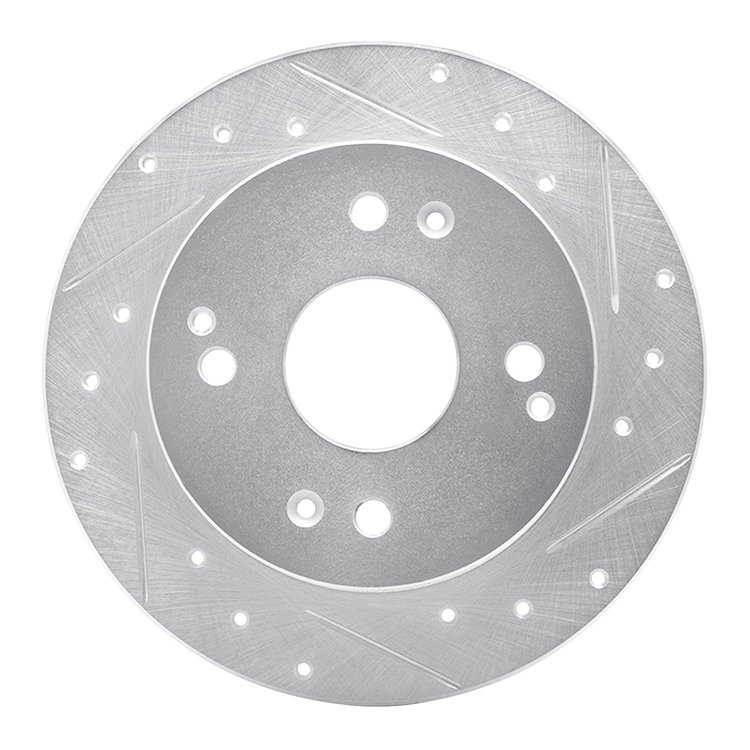 E-Line Drilled & Slotted Silver Brake Rotor, 1992-1997 Acura/Honda, Position: Rear Right