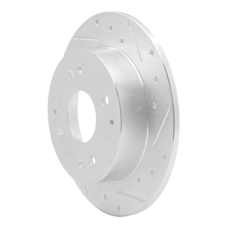 E-Line Drilled & Slotted Silver Brake Rotor, 1998-2002 Acura/Honda, Position: Rear Right