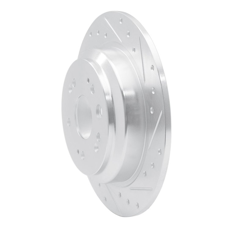 E-Line Drilled & Slotted Silver Brake Rotor, 2010-2015 Acura/Honda, Position: Rear Right