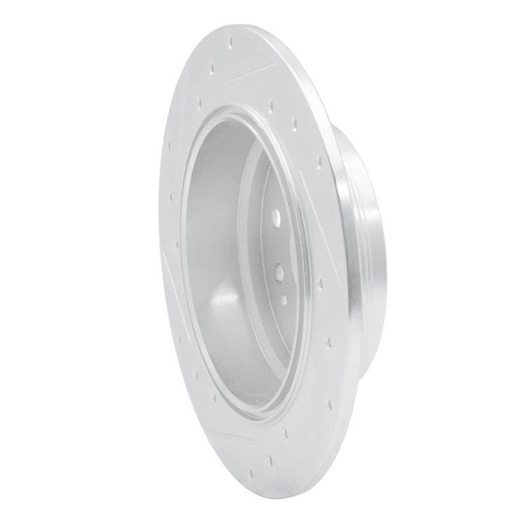 E-Line Drilled & Slotted Silver Brake Rotor, 2002-2004 Acura/Honda, Position: Rear Right