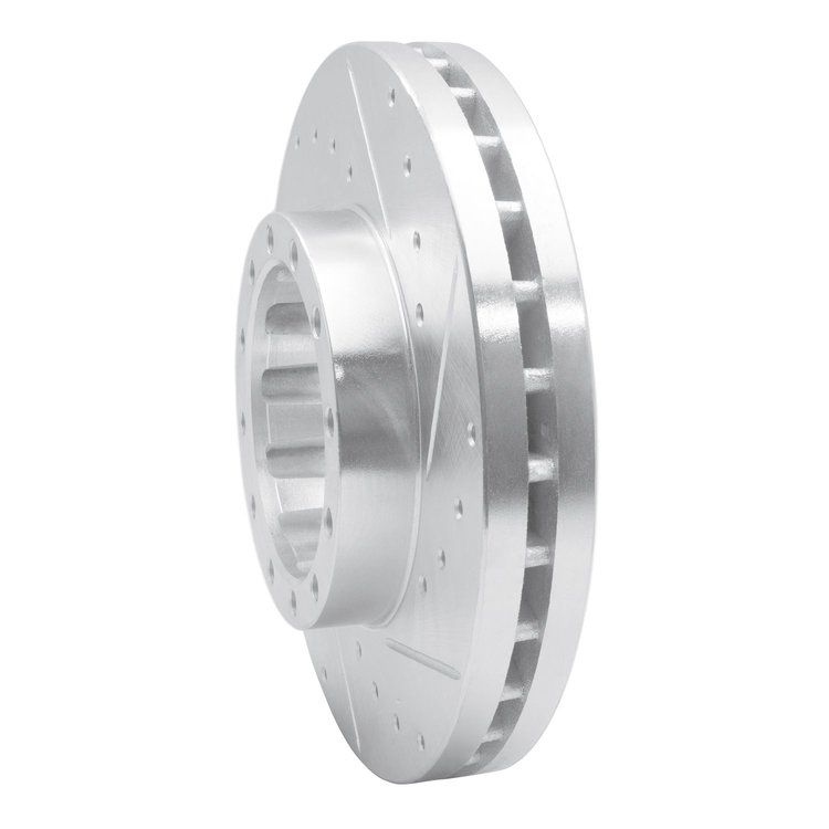 E-Line Drilled & Slotted Silver Brake Rotor, 1995-2018 Fits Multiple Makes/Models, Position: Rear Right