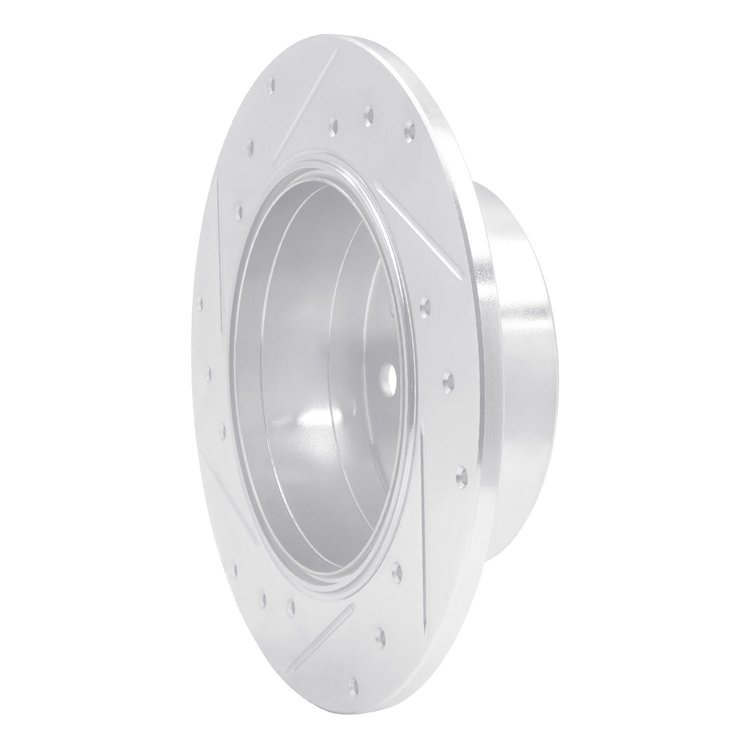 E-Line Drilled & Slotted Silver Brake Rotor, 1961-1991 Mercedes-Benz, Position: Rear Right