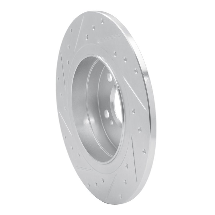 E-Line Drilled & Slotted Silver Brake Rotor, 2008-2015 Mercedes-Benz, Position: Rear Right