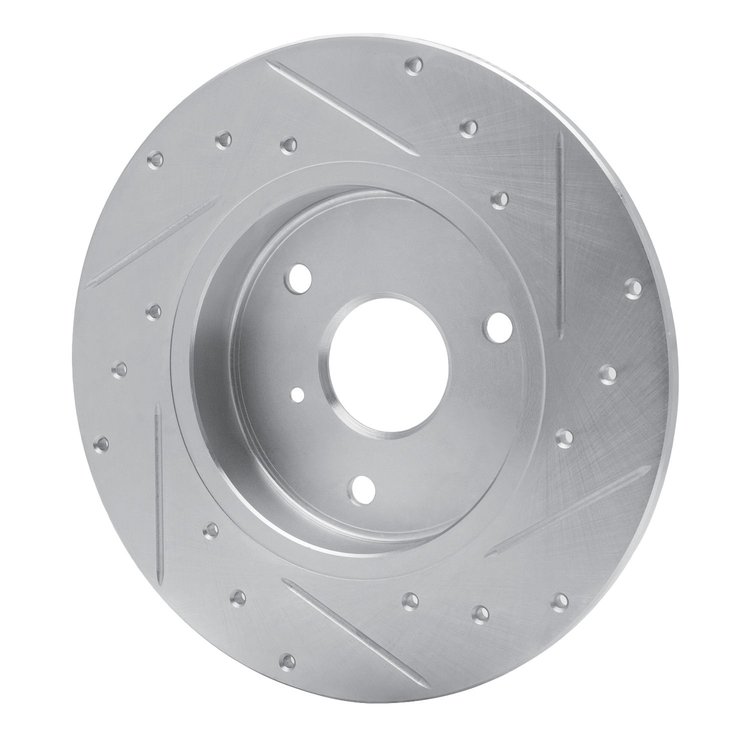E-Line Drilled & Slotted Silver Brake Rotor, 2005-2016 Smart, Position: Front Left