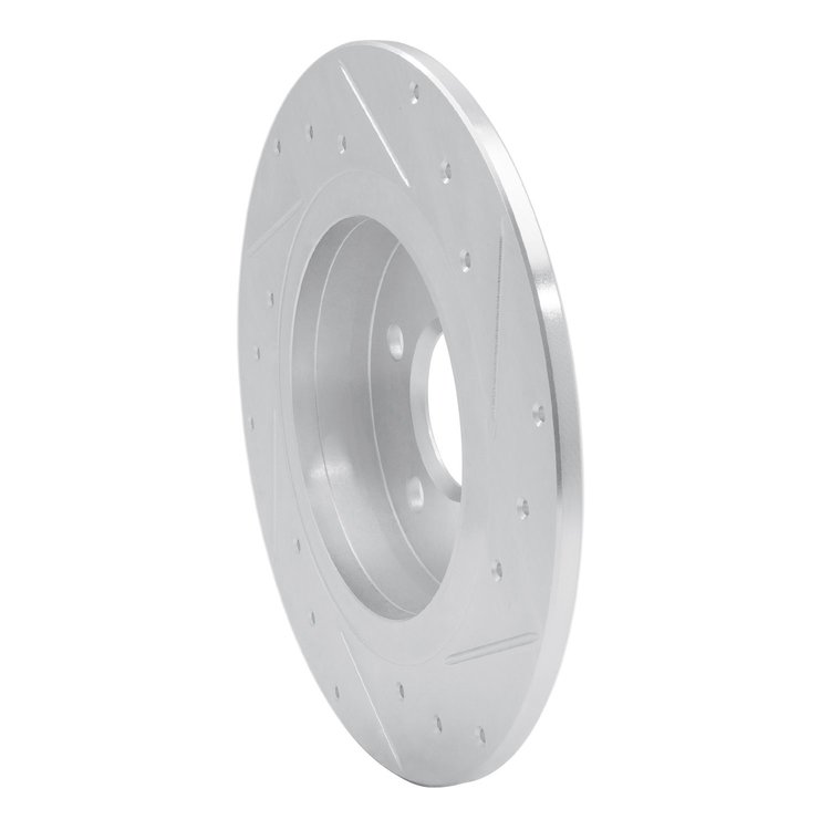 E-Line Drilled & Slotted Silver Brake Rotor, 2014-2020 Fits Multiple Makes/Models, Position: Rear Left