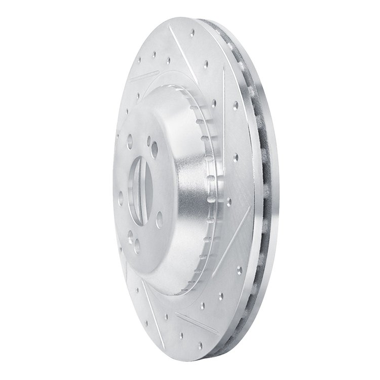 E-Line Drilled & Slotted Silver Brake Rotor, 2014-2021 Mercedes-Benz, Position: Rear Right