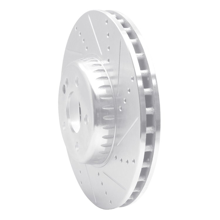 E-Line Drilled & Slotted Silver Brake Rotor, Fits Select Mercedes-Benz, Position: Front Right
