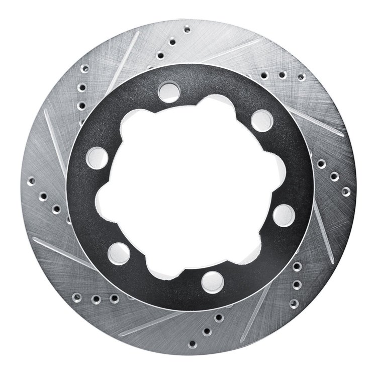 E-Line Drilled & Slotted Silver Brake Rotor, Fits Select Fits Multiple Makes/Models, Position: Rear Left
