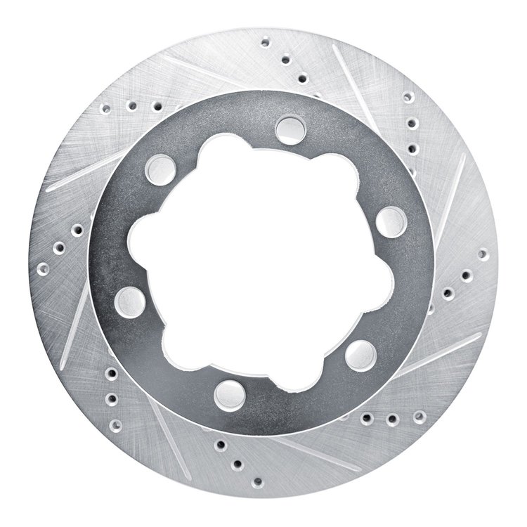 E-Line Drilled & Slotted Silver Brake Rotor, Fits Select Fits Multiple Makes/Models, Position: Rear Right