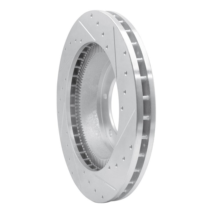 E-Line Drilled & Slotted Silver Brake Rotor, 1992-2017 Freightliner, Position: Front & Rear Left